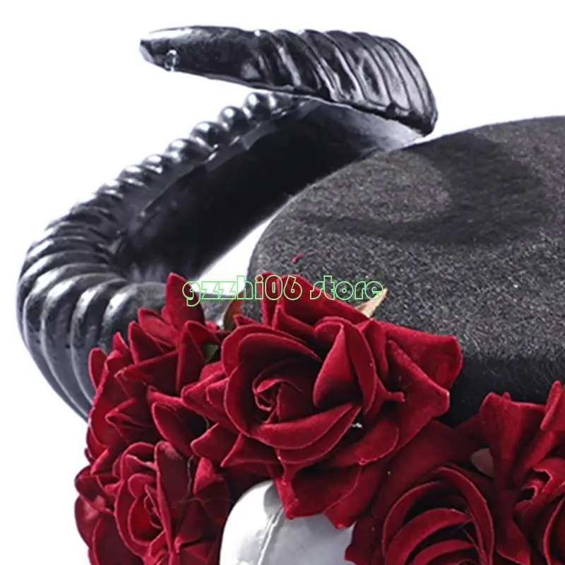 

T5UF Steampunk Top Hat For Men With Goggles Gay Hat Bowler Top Hat Gay Party Performance Costume Carnival Nightclub