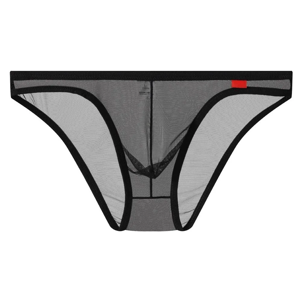 Translucent Men Mesh Underwear Sexy Thin Perspective Briefs Mid-rise Male Slips Homme Panties Erotic Breathable Underpants Cueca