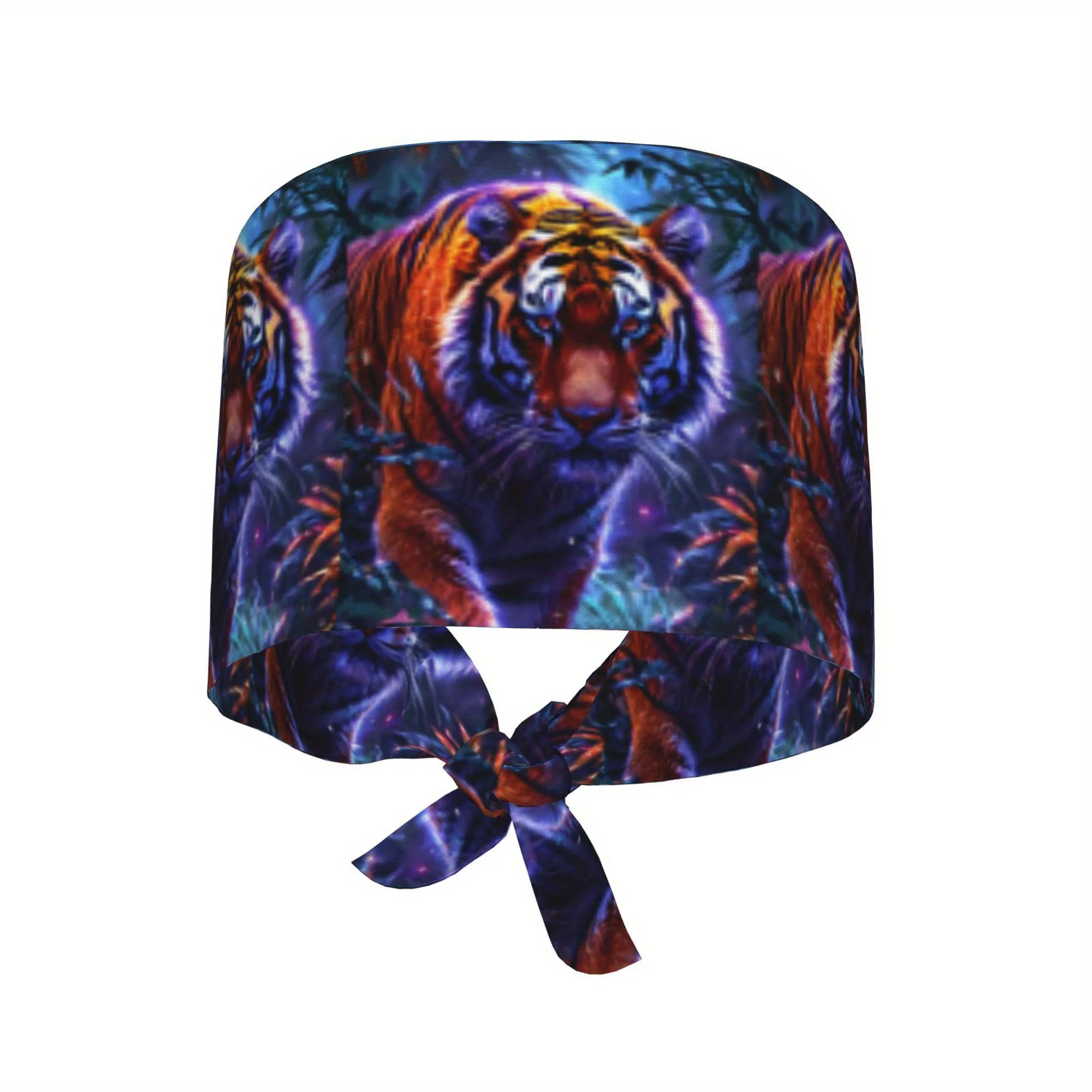 1pc Fierce Beast Printed Men's and Women's Chef and Nurse Work Hats Holiday Accessories Artistic Headscarves