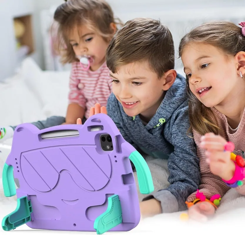 EVA Case for iPad Air 6 11 2024 Pro 11 10.5 Air 4 5 10.9 Handle Stand Kids Tablet Cover iPad 7 8th 9th 10th 11th 2025 Case+Strap