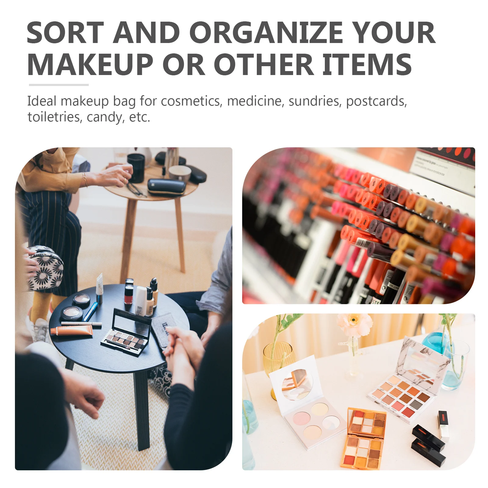 Trousse de maquillage 4 en 1 de grande capacité, organisateur amovible, pochette de toilette de voyage Portable, conteneur de maquillage enroulable pour femmes