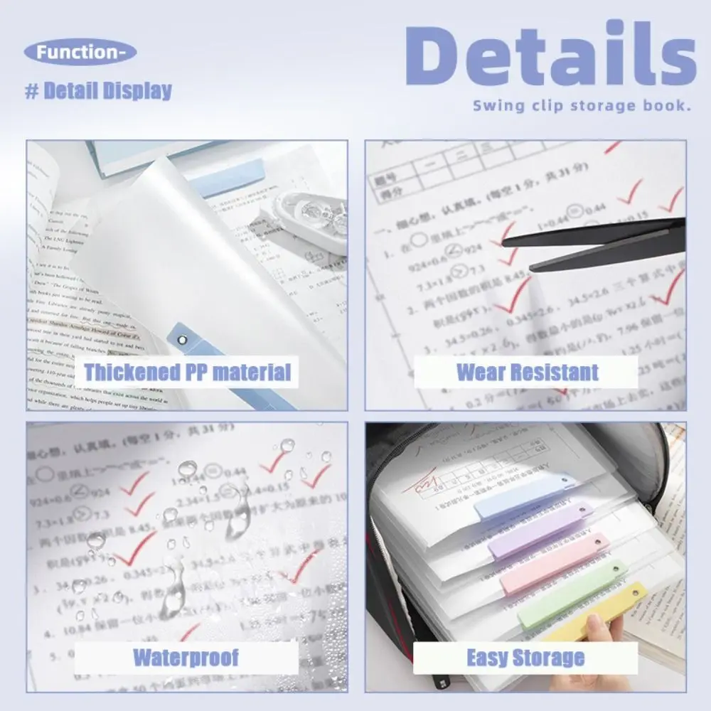 

5 шт./компл. папка для файлов A3/A4, двойные зажимы, качающийся стержень, папка для хранения данных, боковой открывающийся тестовый органайзер для бумаги, школьный офис