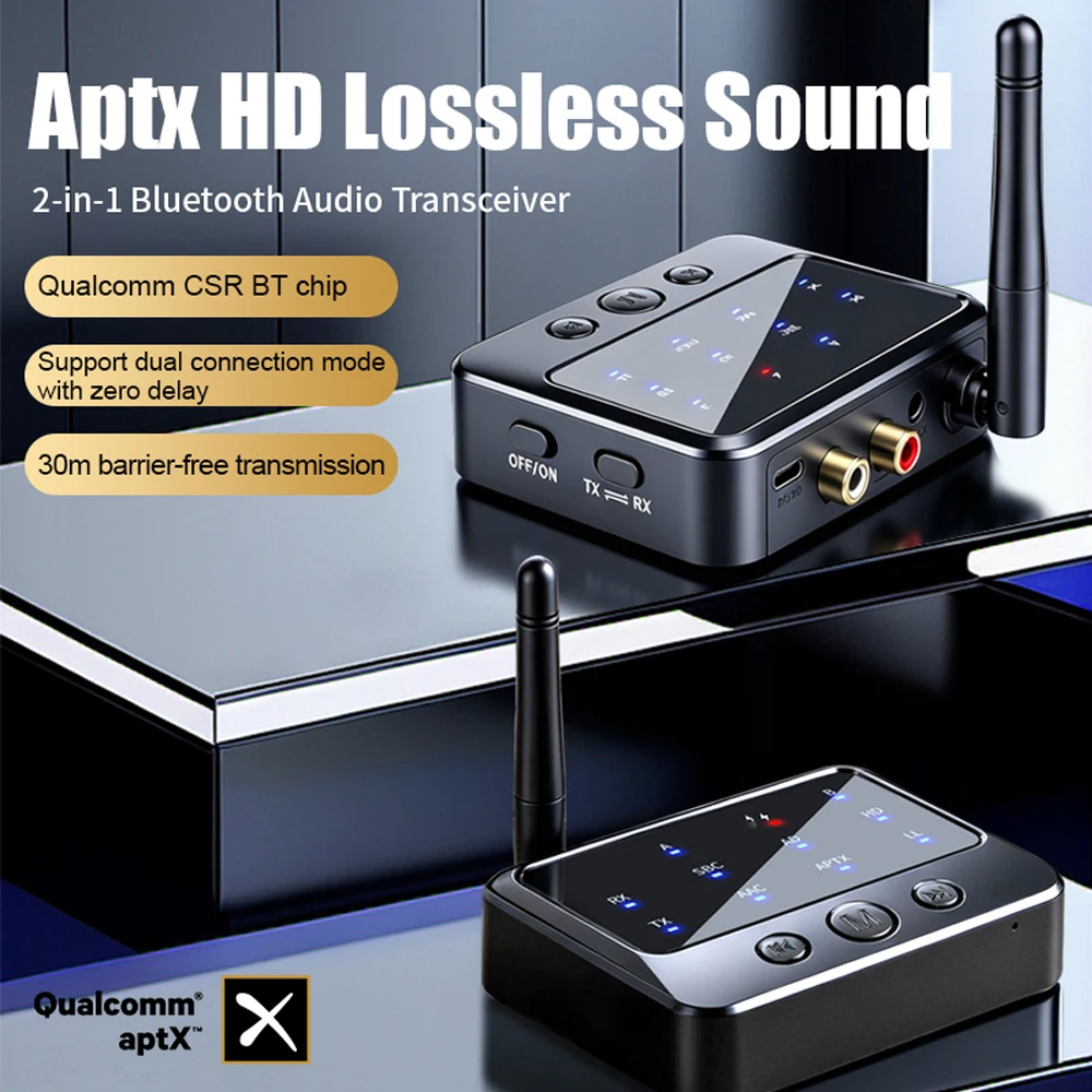 KEBIDU Bluetooth 6.0 Odbiornik-Nadajnik AptX-Adaptive 2-w-1 Adapter Audio AD/HD/LL AAC SBC Adapter Bezprzewodowy do Muzyki o Niskim Opóźnieniu — zdjęcie produktu 2