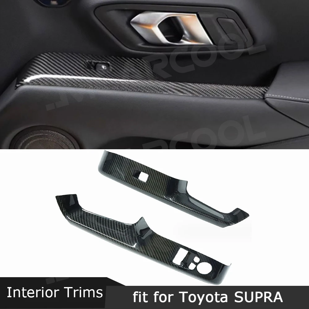

JMCARCOOL Real Carbon Fiber Car Door Window Switch Panel Cover Interior Accessories For Toyota Supra A90 2019+