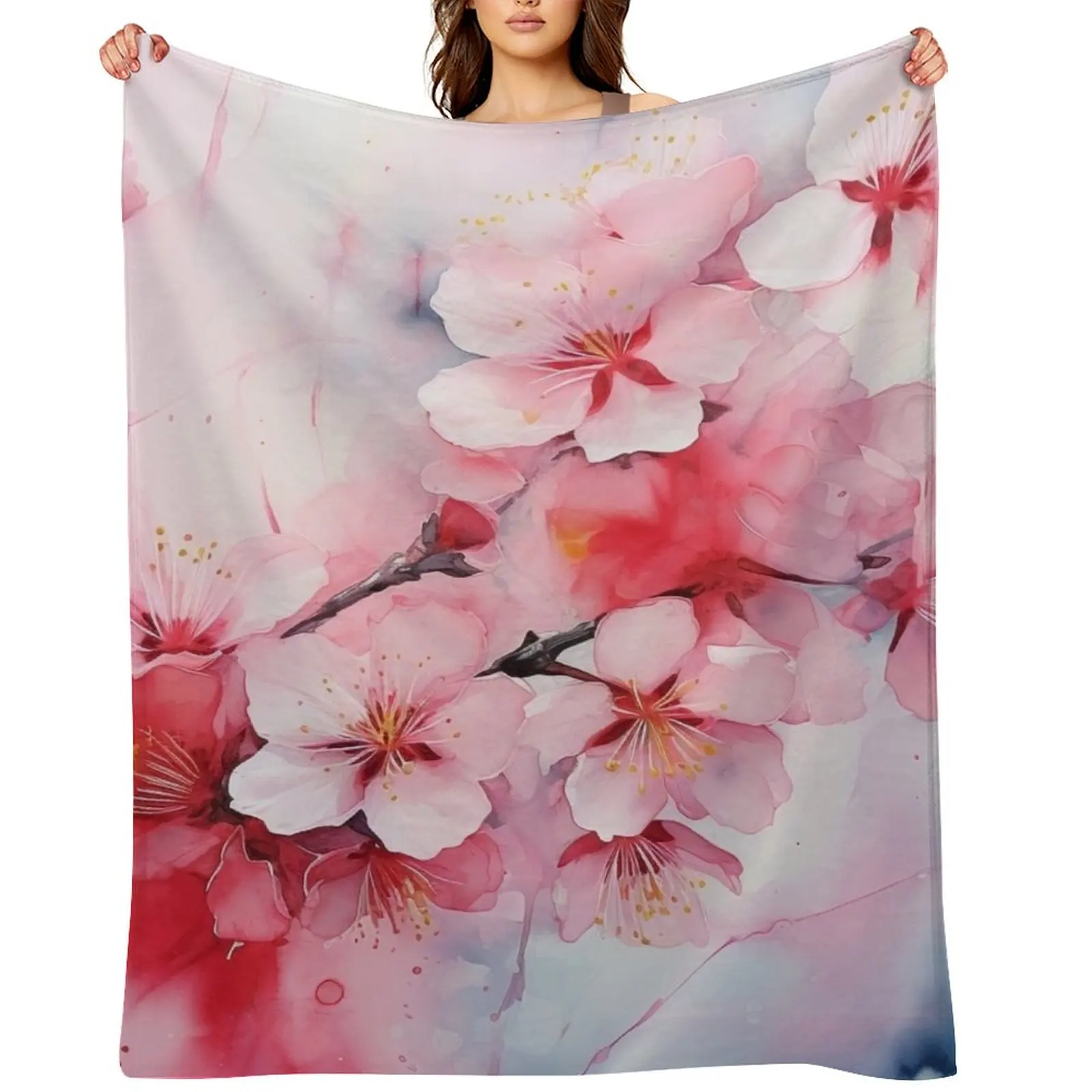 

Sakura Reverie: Abstract Watercolor Art for Floral Enthusiasts Throw Blanket Soft Big Hairys blankets and throws Beach Blankets