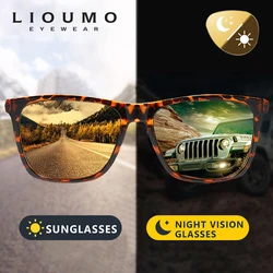 LIOUMO Photochromic Night Vision Glasses For Driving Square Sunglasses Polarized Men Yellow Lens Anti-Glare Goggle lentes hombre
