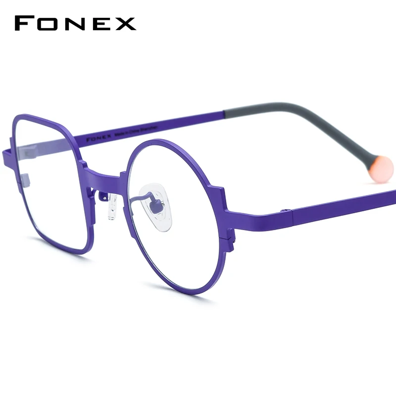 FONEX Pure Titanium Eyeglasses Frame Men Colorful Retro Round Square Glasses 2024 New Women Vintage Eyewear F85872