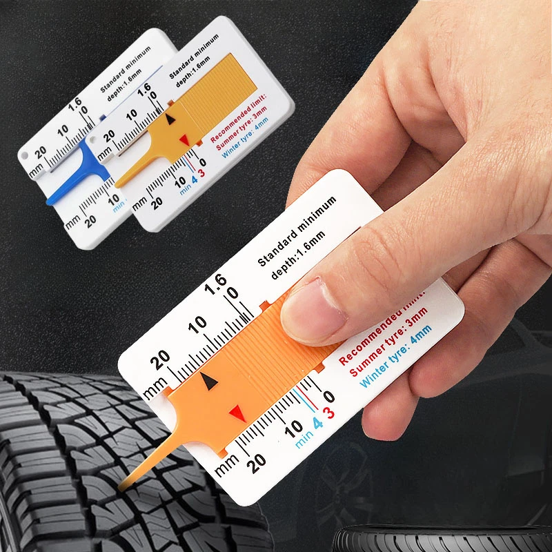 Calibrador de profundidad de la banda de rodadura del neumático de 0-20MM, regla de banda de rodadura de plástico, regla de profundidad, herramienta de medida de rueda de neumático de camión y motocicleta
