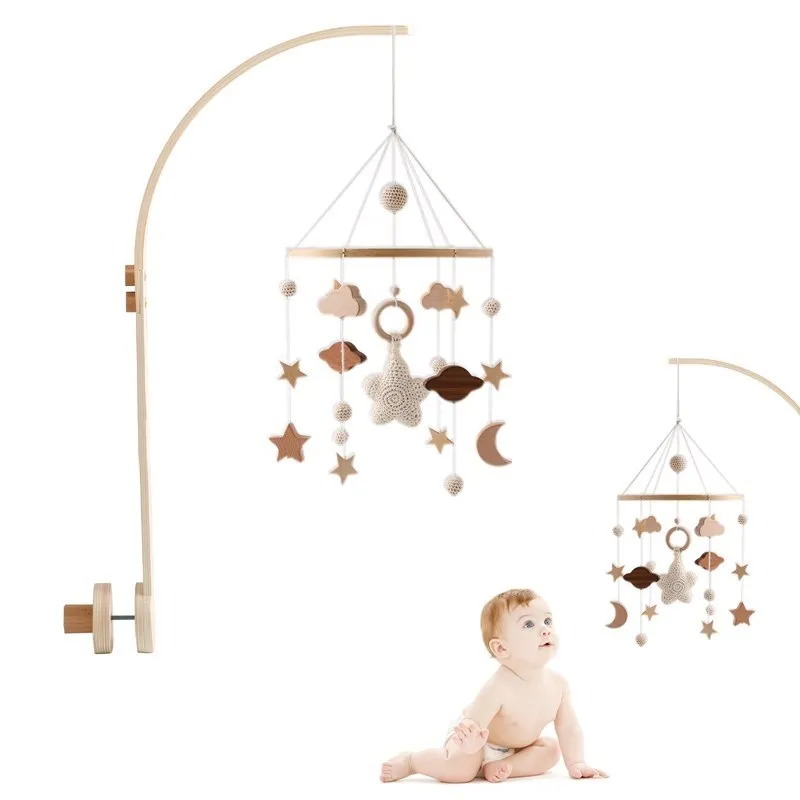 Baby Rammelaar Speelgoed 0-12 Maanden Houten Mobiele Op Het Bed Pasgeboren Muziekdoos Bed Bel Opknoping Speelgoed Houder beugel Baby Wieg Speelgoed Gift