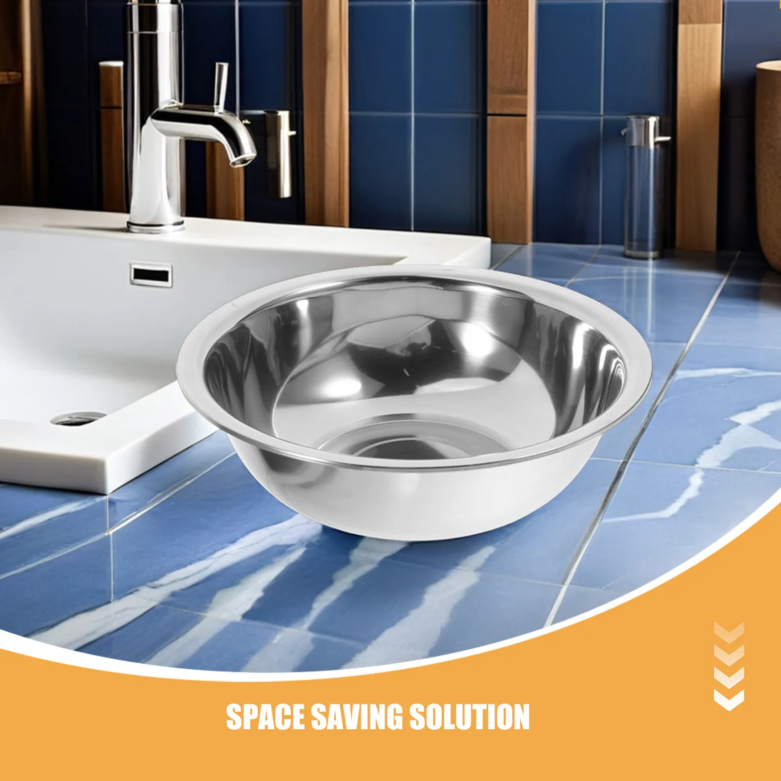 2Pcs Stainless Steel Multipurpose Foot Basin Soak Tub 28Cm Bathroom Laundry Wash Bowl Foot Soak Tub Large Capacity Non Slip