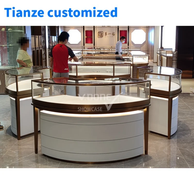 [Customized]Modern Stainless Steel whole store customized Jewelry Showcase Cabinet Jewellery Display Standing Counter  store