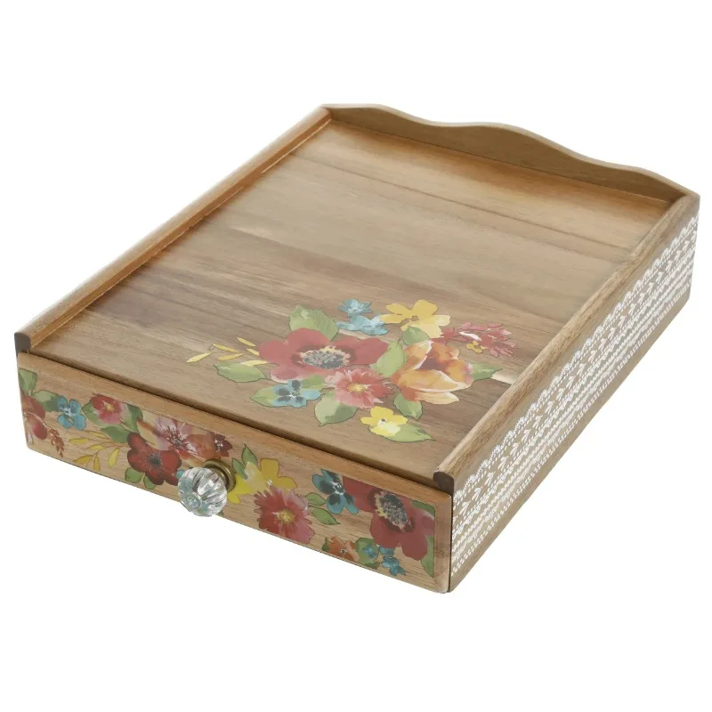 

4-Compartment Wood Coffee Pod Organizer, Floral