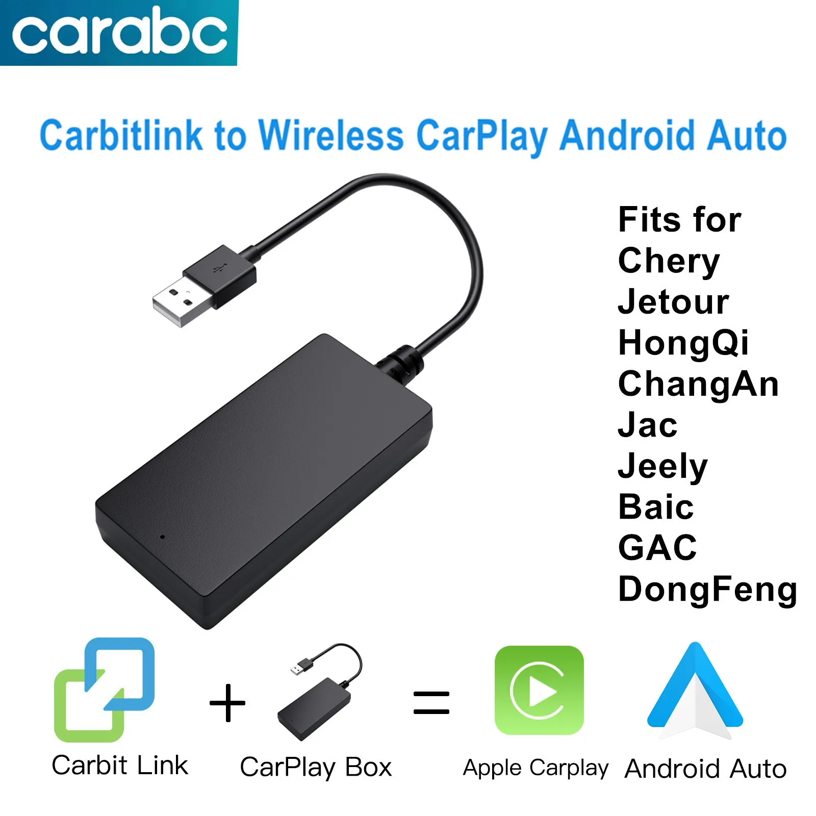 CARABC Carbitlink Smartlink Easy Connection to Wireless CarPlay Android Auto For Geely Jetour Baic X55 BJ40 BJ40 BAIC 3 BAIC 5