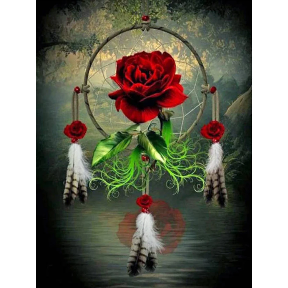 Diamond Painting Rose Flower New Arrival Diamond Embroidery Dreamcatcher Cross Stitch Full Square Mosaic Diy Wall Art