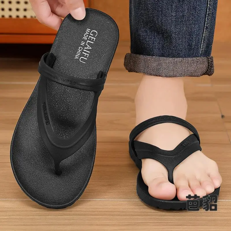 Men's Summer Thong Slippers Soft Bottom Anti-Slip Sandals Beach Sports Toe-Post Slippers Casual Breathable Flat Heel EVA