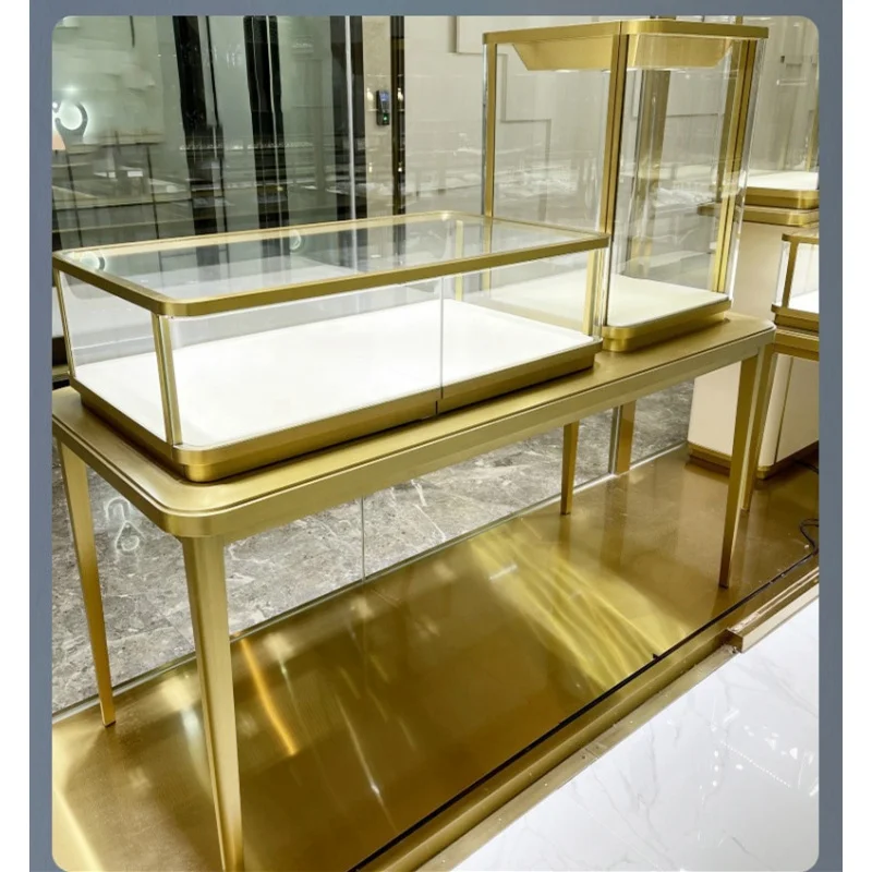 

Customized high-end jewelry display glass jewelry counter led metal jewelry show sale