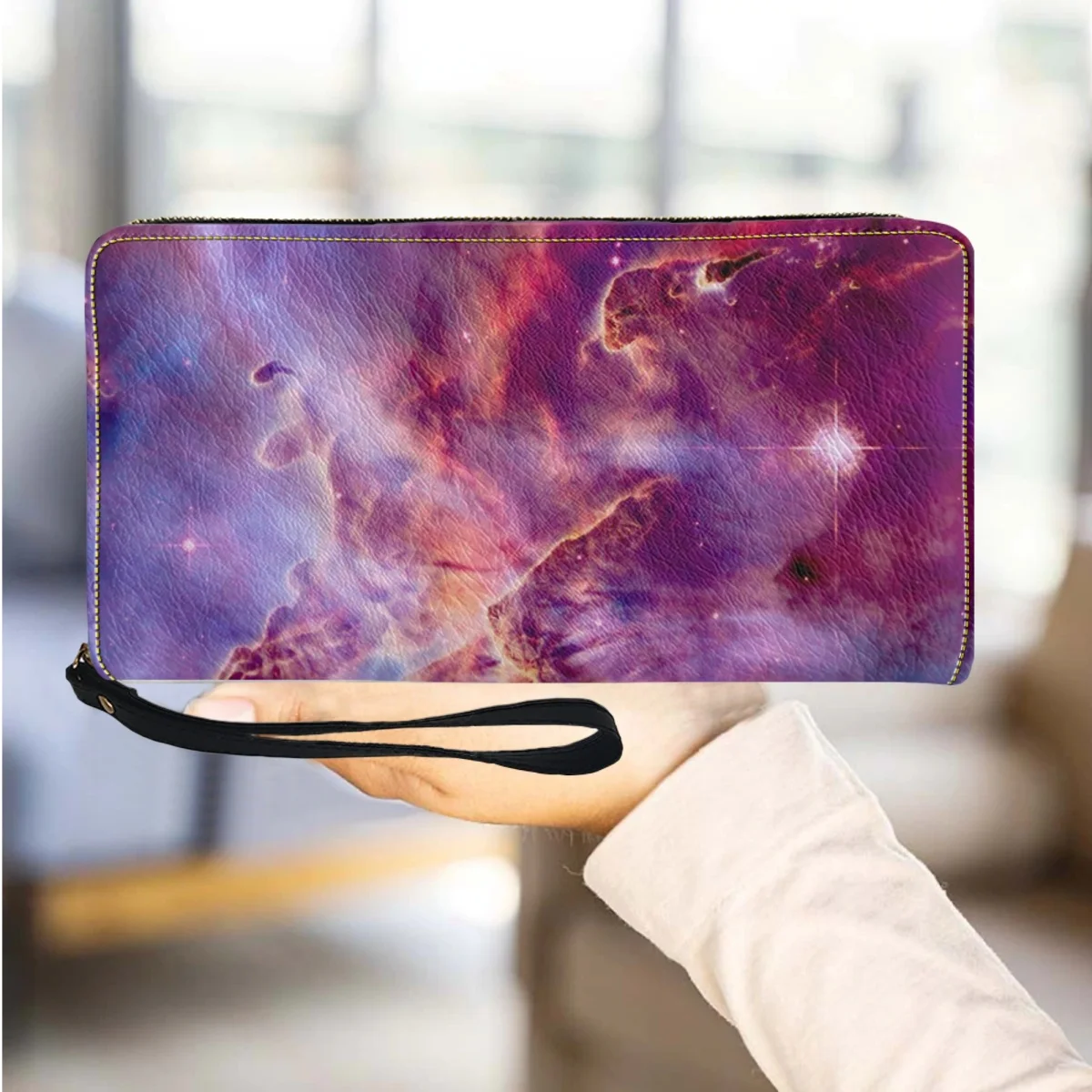 

Luxury Designer Galaxy Wallet Women Money Bag Purses Credit Card Phone Holder Coin Bags Casual Clutch Long Wallets Female 2023