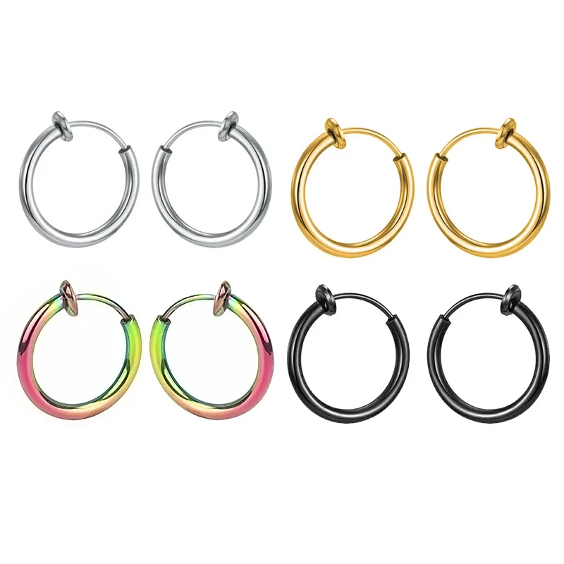 Non-pierced Earrings Clip On Retractable Earrings Men Women Ear Clips Classic Hip-hop Hoop Ear Bone Buckle Earrings Accessories