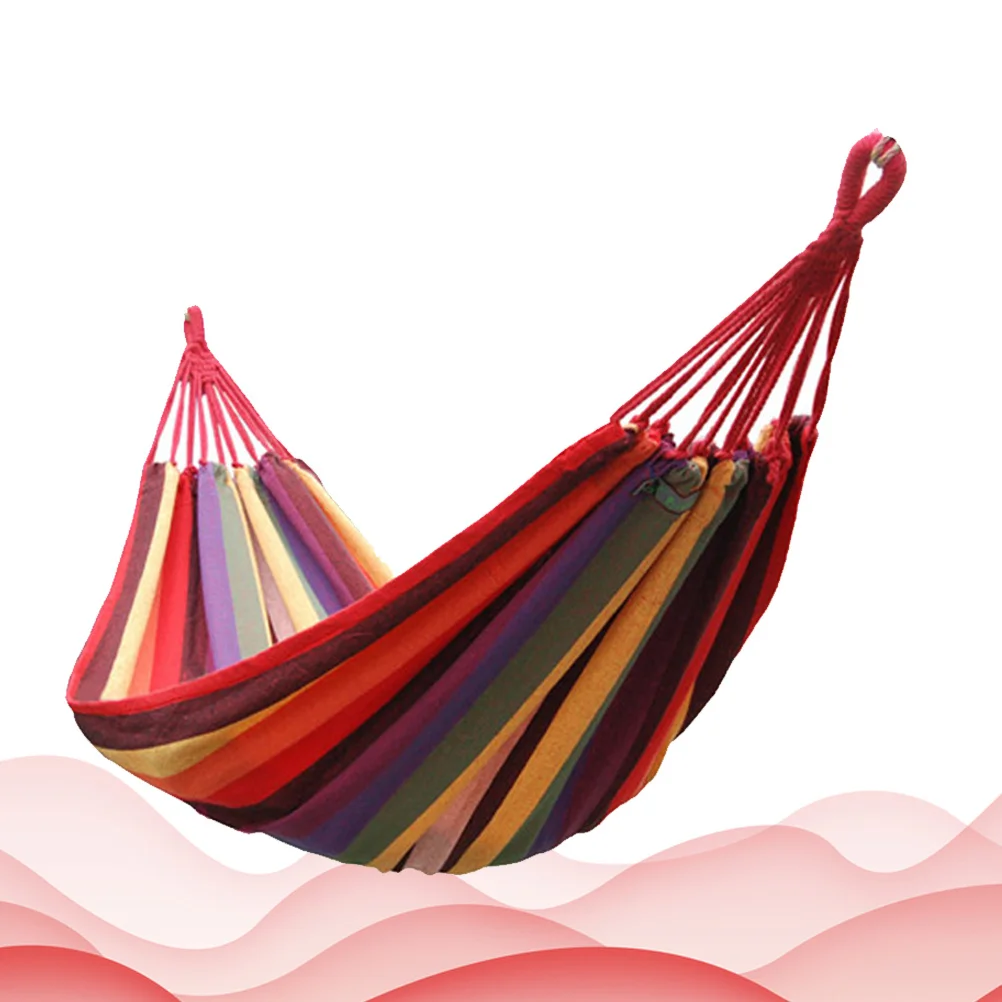 

Outdoor Canvas Hammock Striped Sturdy Lightweight Camping Hanging Chair Swing Garden Outdoor Use Camping Hammock