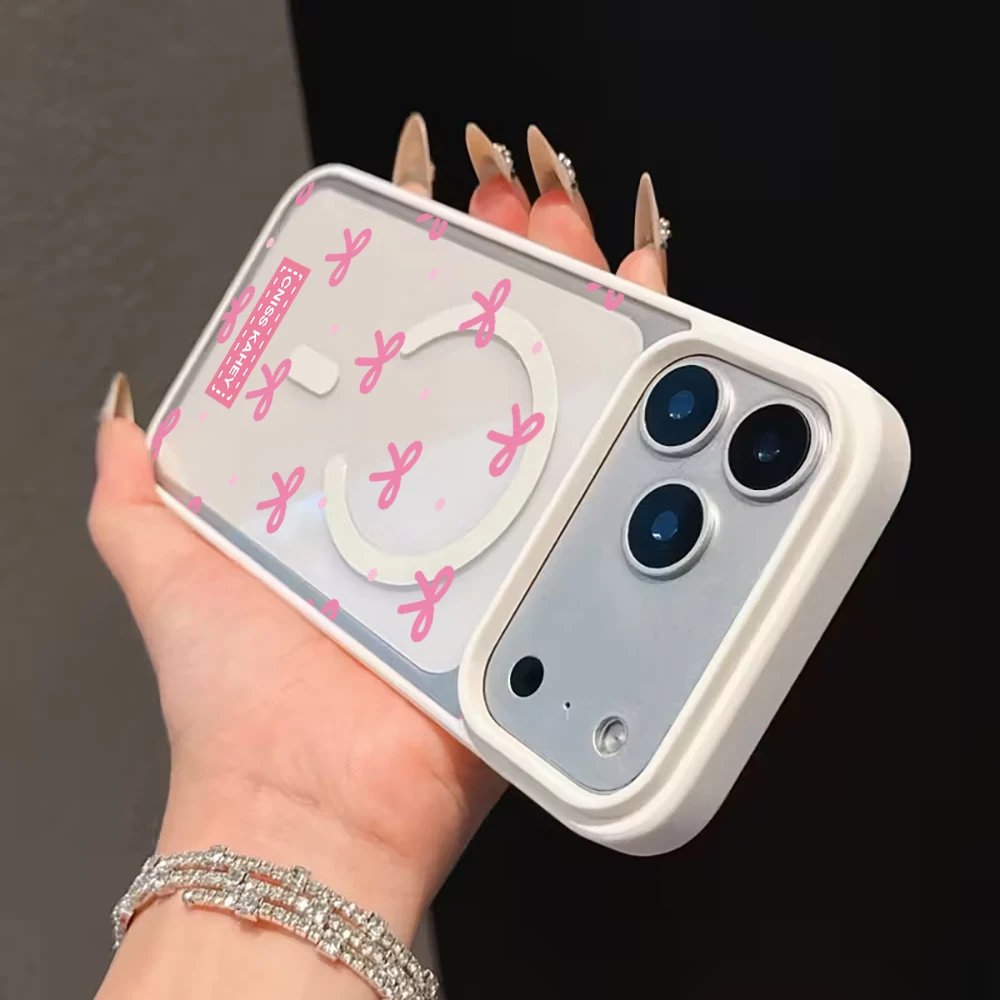 Niedliche Schleifenmädchen Transparente Hülle für Magsafe iPhone 15 Pro Max 17 16 15 14 11 13 12 Pro Max Plus Hüllen Magnetisches Kabelloses Laden Fundas – Detail 4