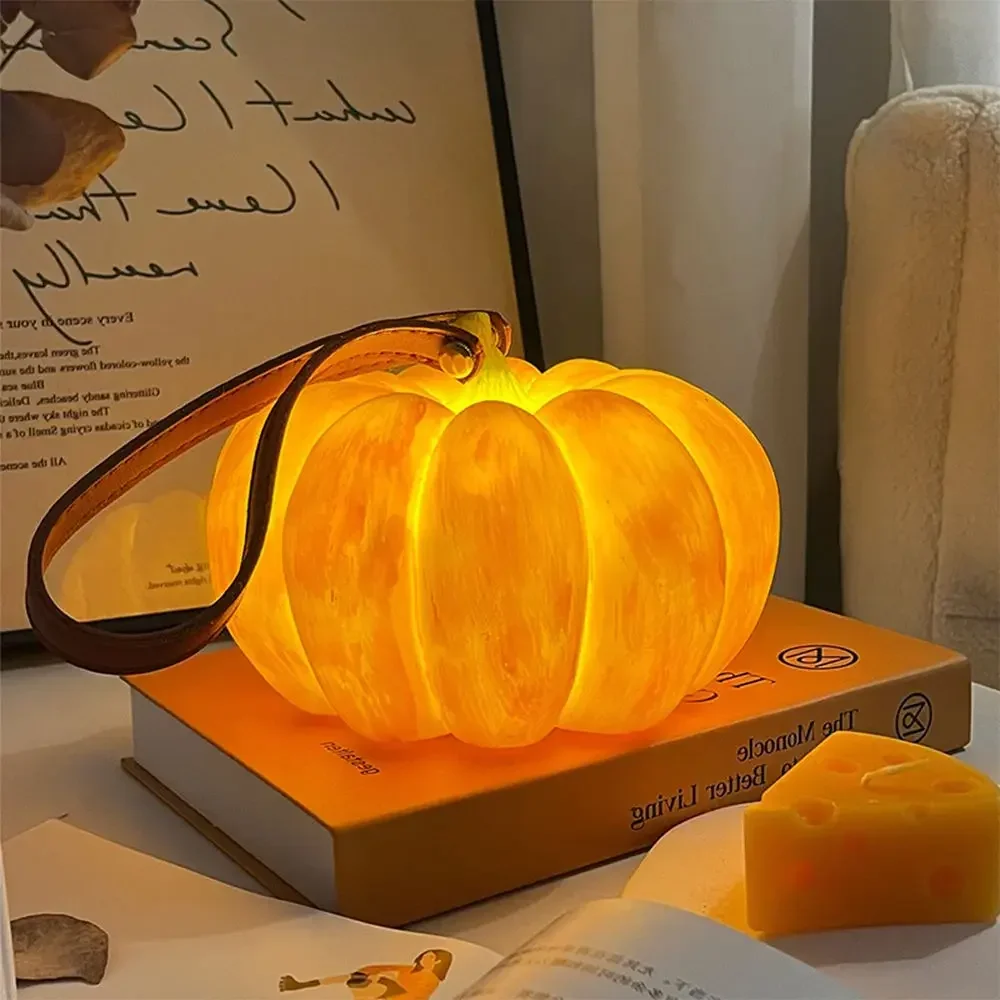 Medieval pumpkin table lamp rechargeable portable atmosphere bedroom study creative table lamp modern style