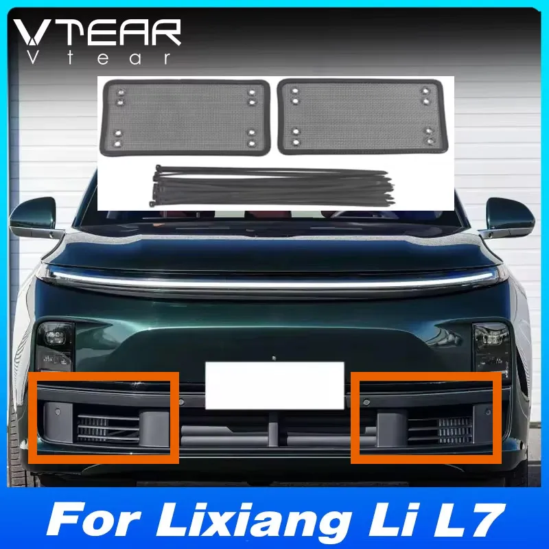 vtear-car-anti-insect-mesh-grille-cover-exterior-front-engine-radiator-panel-trims-protective-accessories-for-lixiang-li-l7-2024