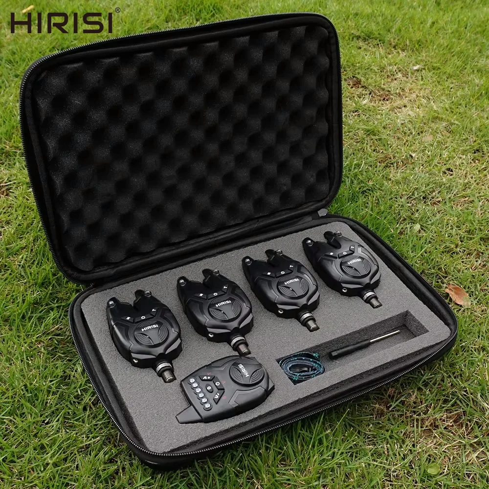 Hirisi Set di allarmi per pesca alla carpa impermeabile Allarme morso wireless 1 + 3 Set Indicatore di morso di controllo Accessori per la pesca S9