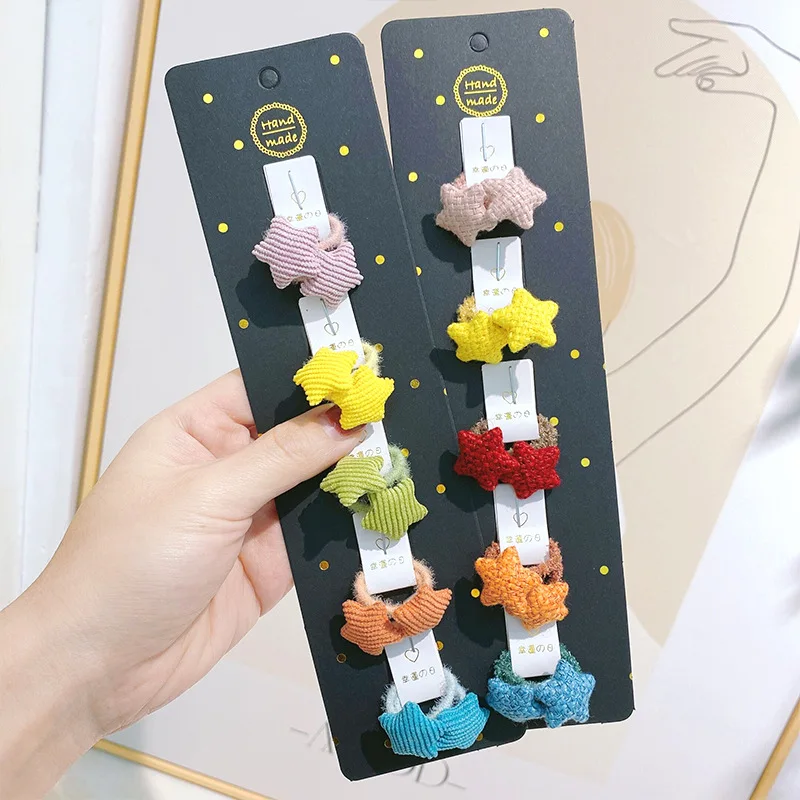 Hair Ties 10 Pack Colorful Star Heart Small Elastic Soft Stylish Breathable Durable Versatile Nonslip for Toddler Girls Party