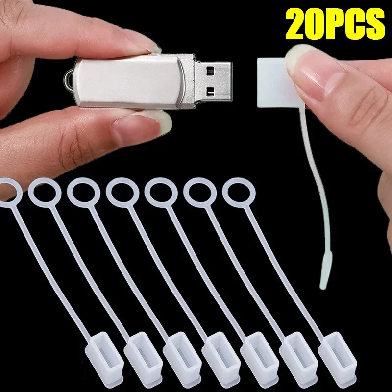 20-1PCS Dustproof Cover with Rope Dust Plug For USB Charging Extension Transfer Data Line Stopper USB-A Charger Protector Cap