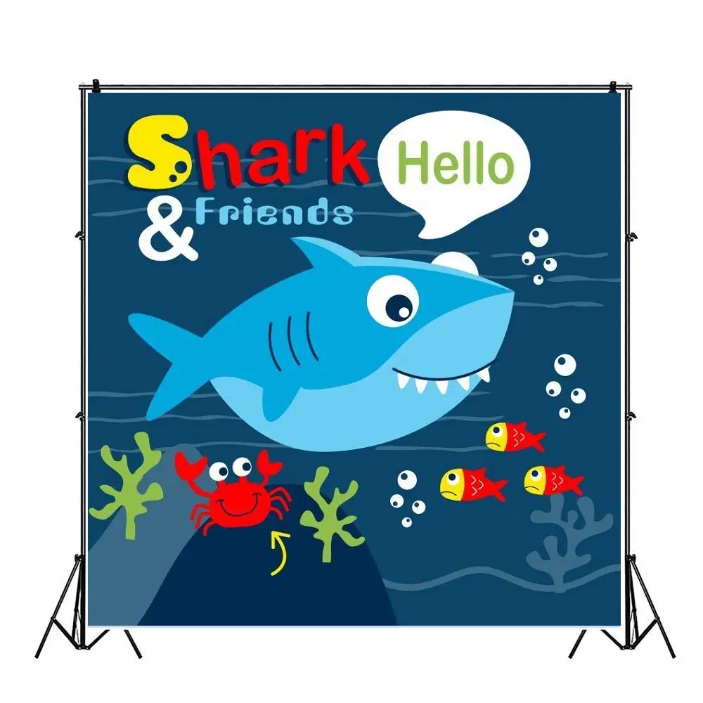 Shark Underwater Cartoon Whales Backdrops Photos Background Decorations for Baby Shower Birthday Party Photography Props