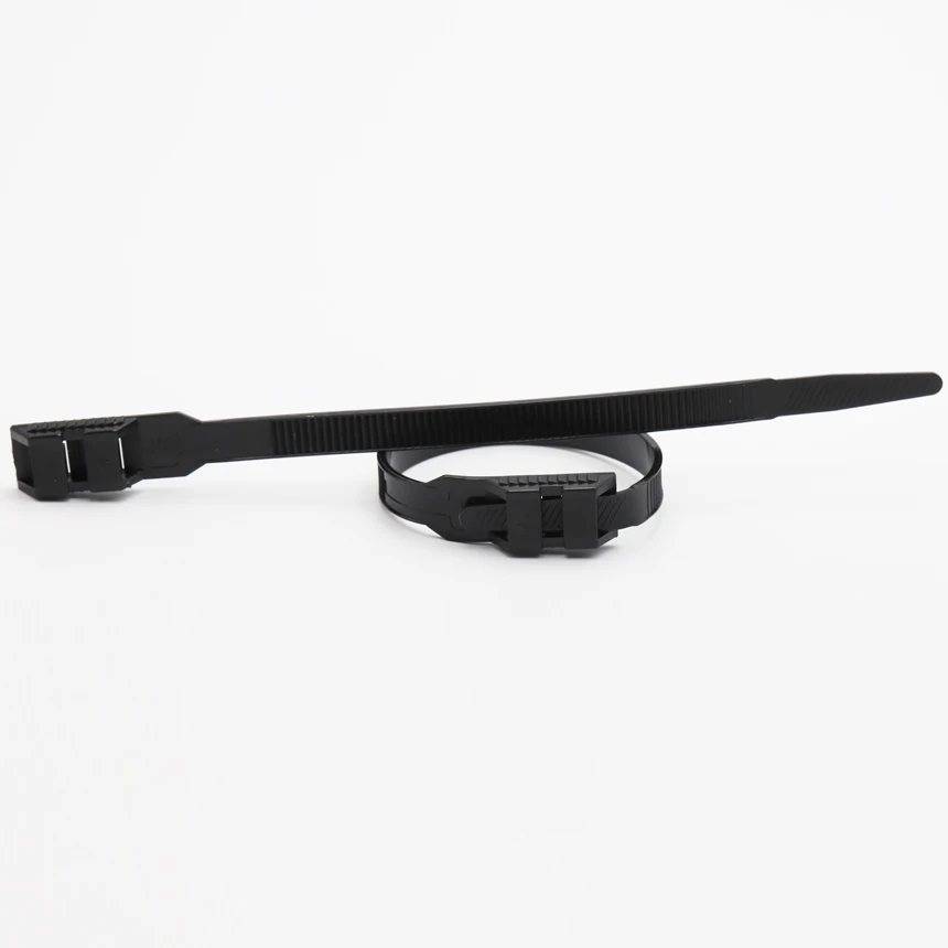 9*180 9*260 9*360mm Black Nylon Plastic Wire Strap Wrap Clamp Disposable  Self Lock Double Buckle Flat Ziptie Zip Ties Cable Tie