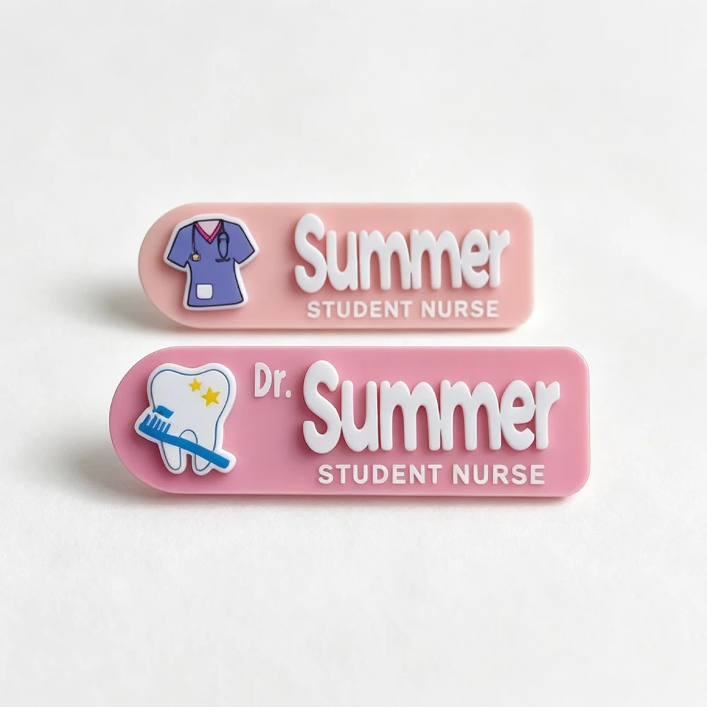 Personalised Work icon Name Badge Custom Name Career Acrylic Brooch Colourful Brooch Doctor Nurse Chef Student Teacher Badge