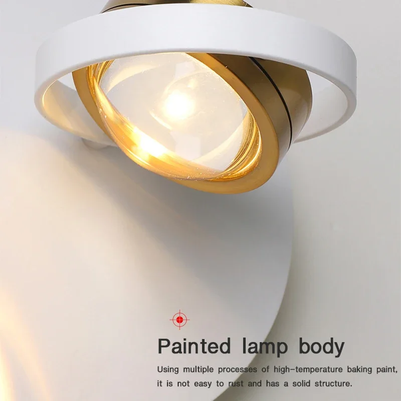 Modern LED Wall Lamp Rotatable Wall Light for Living Room Background Bedroom Bedside Indoor Sconce Home Decor Lighting Fixture