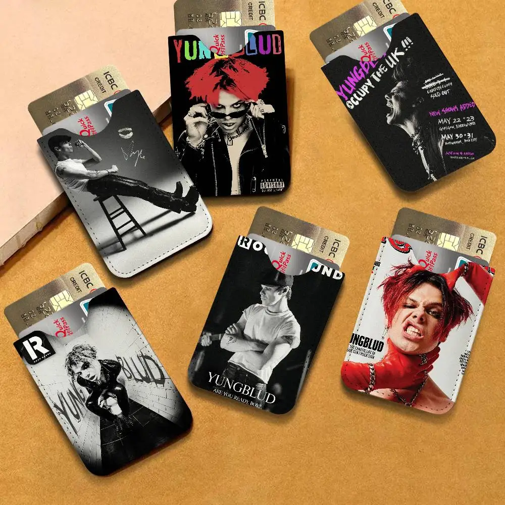 English Actor Singer Y-Yungblud Music Lightweight Leather Card Holder Palm Pattern Protective Cover for Bus Card ID Card