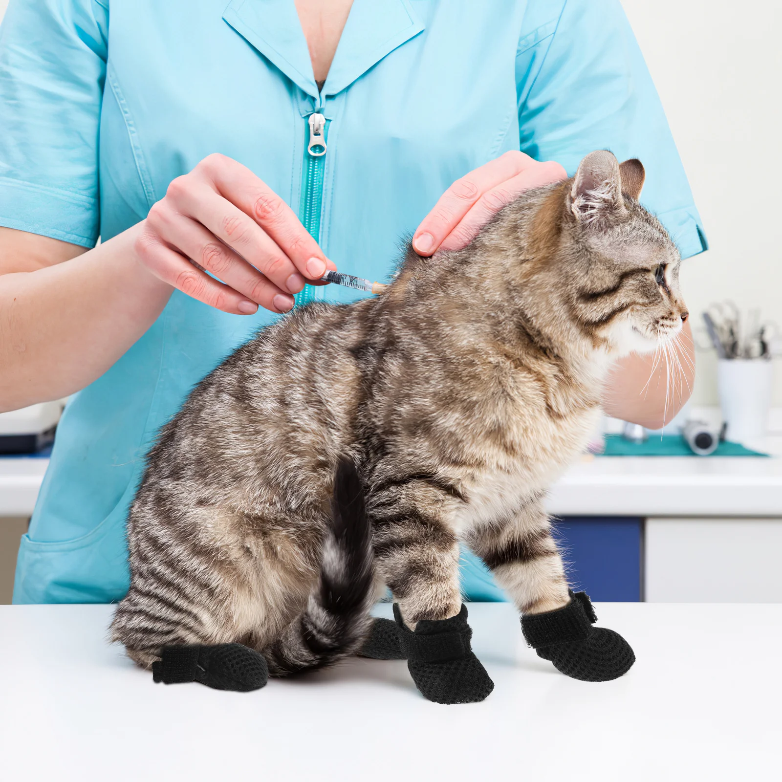 

4pcs Adjustable Paw Protector Anti-Scratch Durable Cat Booties Claw Caps Cat Anti Scratch For Medicine Use Pet Care