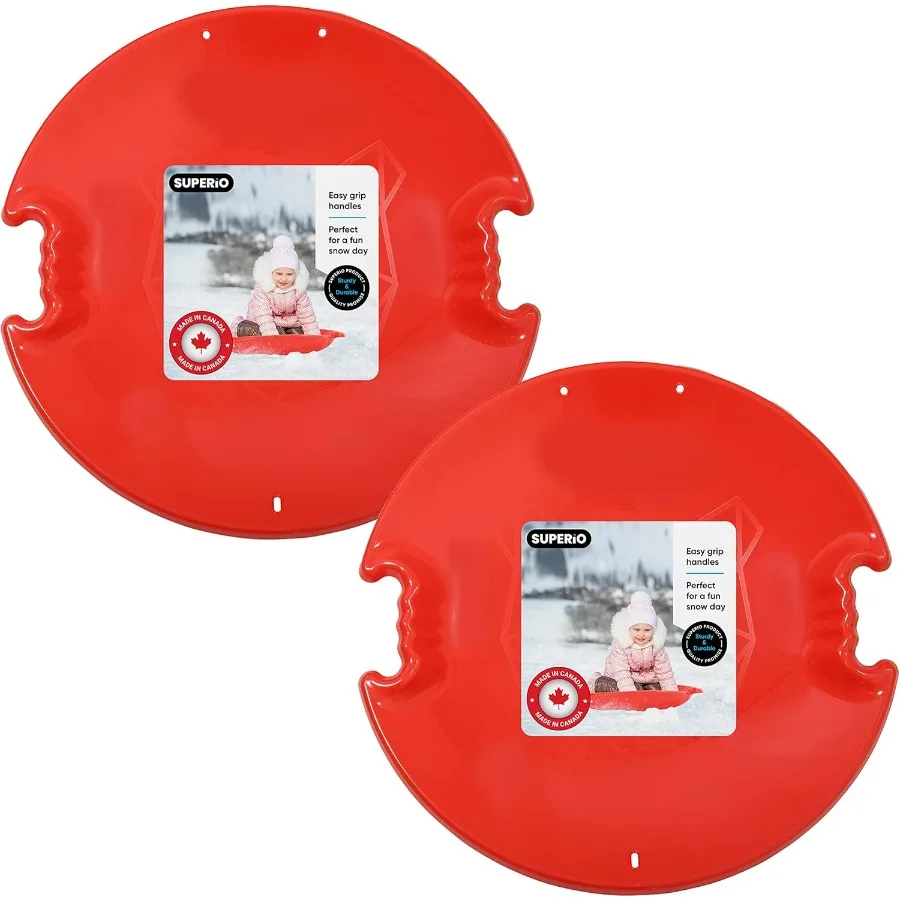 

26 Round Snow Sled for and Adults Spiral Plastic Winter Sledding Disc Avalanche Jet Sled Fun Snow Toy in Red and Blue 2-Pack