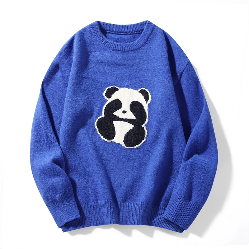 7xl Autumn Sweaters Men Pullover High Quality O-neck Panda Pattern Jumpers Tops Male Knitwear Men's Oversized Jersey Plus Size