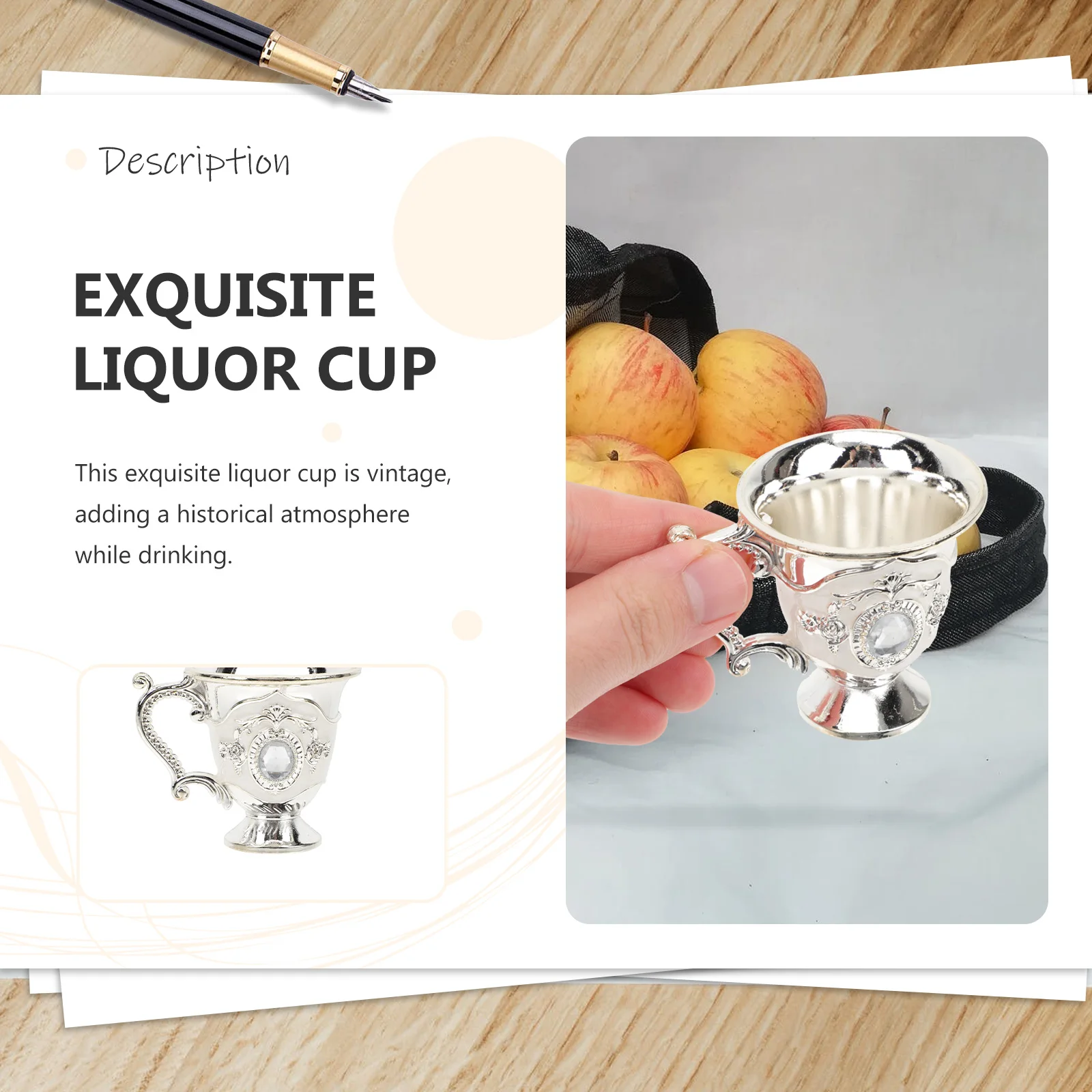 

Zinc Alloy Liquor Cup Metal Glass Coffee Tea Juice Mug Suitable Whiskey Tequila Cocktail Vintage Design Exquisite