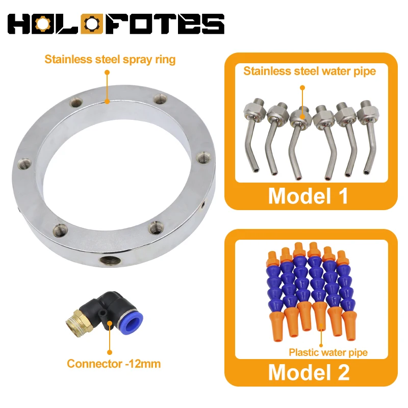 CNC Spindle Tool Cooling Water Ring Stainless Steel Plastic/Metal Nozzle 360 Degrees Durable Water Spray Ring CNC Machine Tool