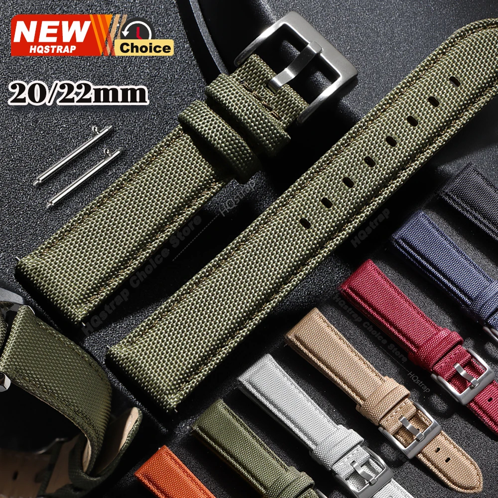 Nova Pulseira de Relógio de Nylon Impermeável de 20mm 22mm, Bracelete de Liberação Rápida de Alta Qualidade para Smartwatch