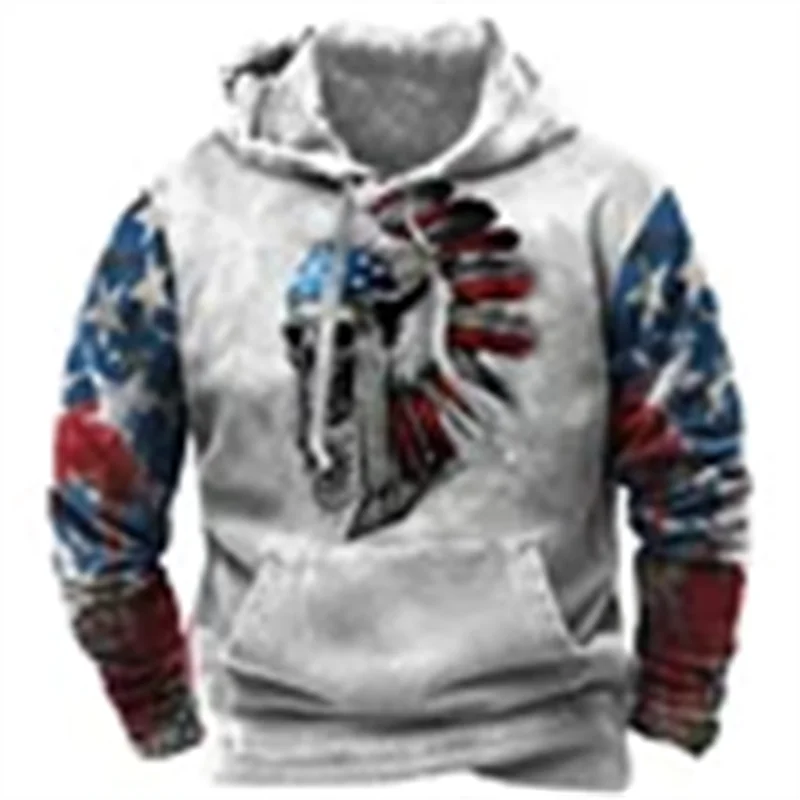 Vintage Indian Print Men's Hoodie 2024 Casual Men Clothing Long-sleeve Hooded Sweatshirts Oversized Unisex Pullovers Hoodies