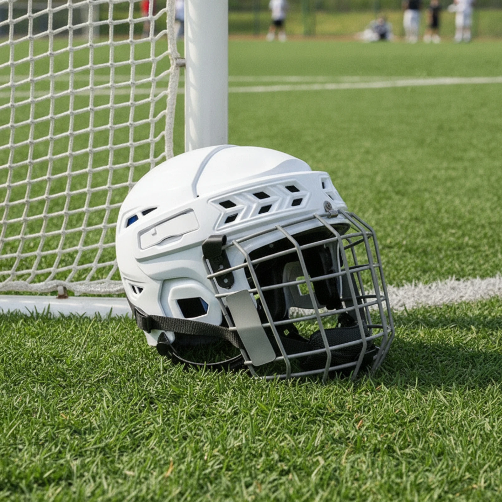 Helmet with Face Cage Vented Goalie Helmet Impact Resistant Sleek for Athletes, Matches, Training