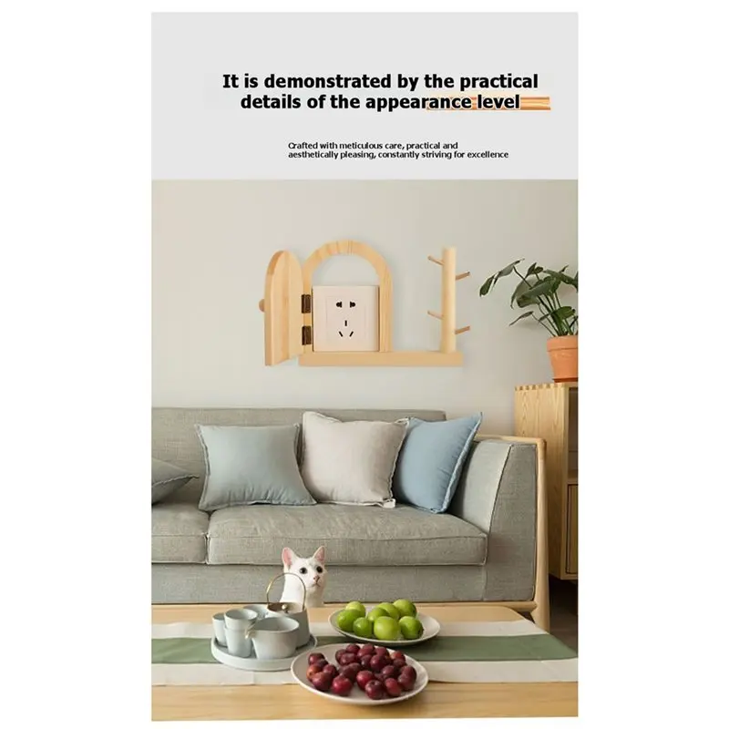 AB33-Nordic Style Wooden Switch Protective Cover Wall Mounted Socket Decorative Frame Shockproof Wall Stickers