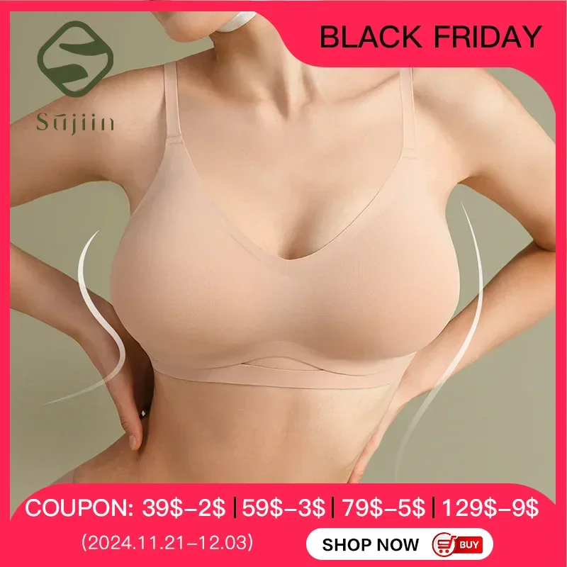 SUJIIN Sexy Push Up Bra for Women Seamless Bralettes lift Supportive Middle Mold Female Wireless Padded Small Bust Bra MX206B