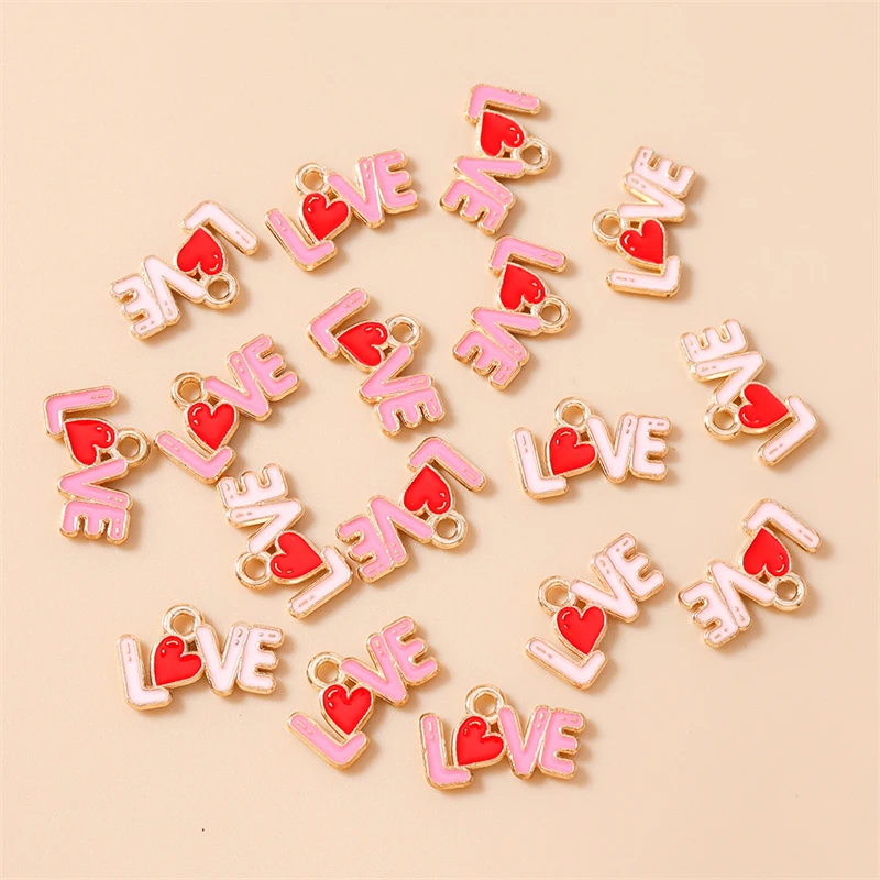 20 قطعة 16x10 مللي متر لطيف المينا رسالة حب Charms المعلقات لصنع انخفاض الأقراط القلائد أساور Craft بها بنفسك الحرفية مجوهرات اكسسوارات