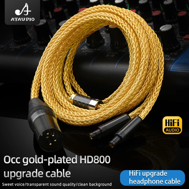 ATAUDIO HiFi Headphone Cable Hi-end 16 Strands OCC Core HD800 Earphone Cable for HD800 Players Earphones