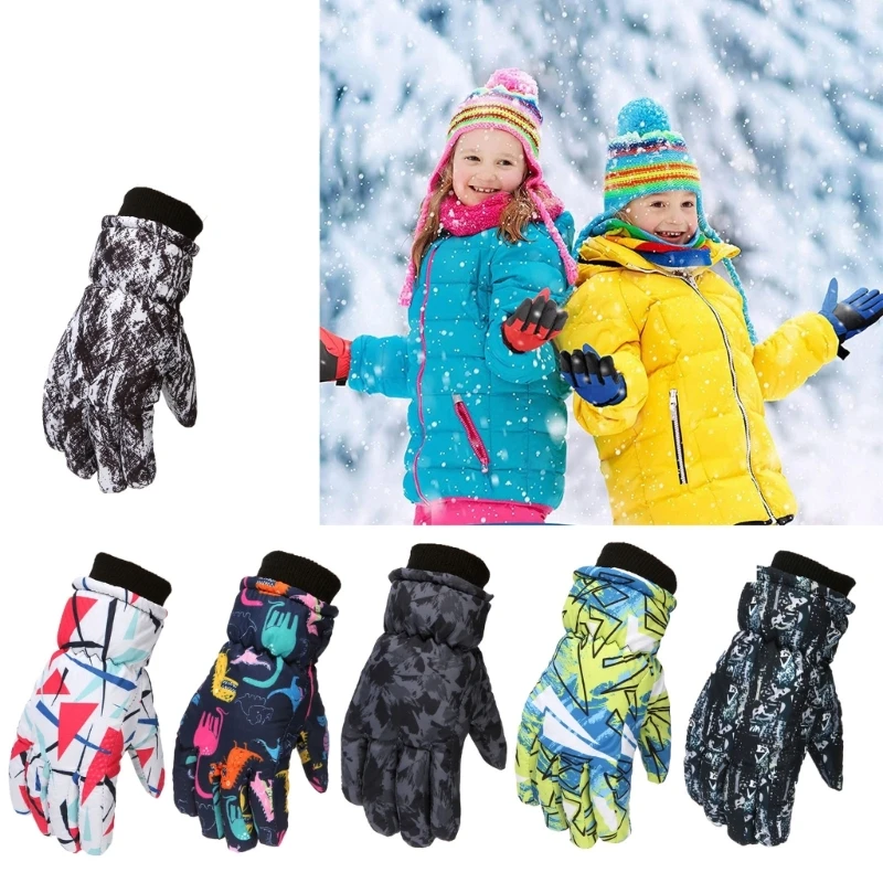 Guantes de esquí antideslizantes para niños, manoplas impermeables y cálidas para invierno