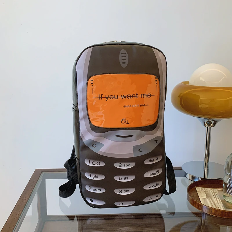 

Mobile Phone Shape Creative Travel Backpack Large Capacity PU Casual School Bag Adjustable Strap for Men Women Boys Girls