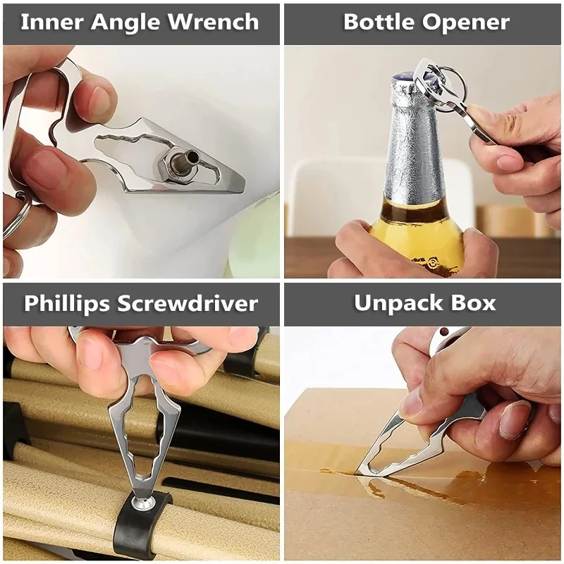 Self Defense Weapons Outdoor EDC Survival Tool Defence Personal Keychian Stinger Bottle Combination Opener Wrench for Men Women