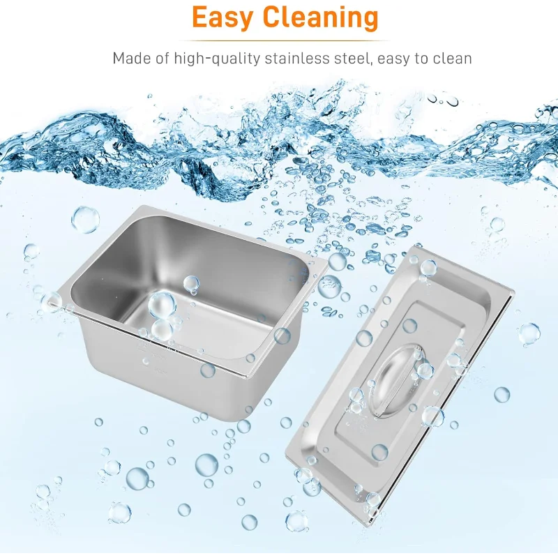 ROVSUN 42.3QT 1200W 전기 상업용 음식 보온기, 4팬 스팀 테이블 10.6 QT/팬 스테인레스 스틸 베인 마리 뷔페 조리대